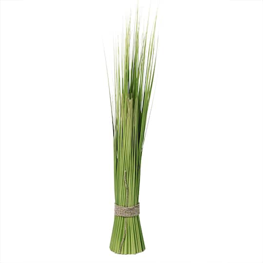 37.75&#x22; Green &#x26; Yellow Artificial Onion Grass Bundle Wrapped with Tan Rope